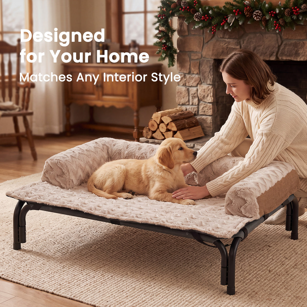 Plush Pet Mat for Dogs & Cats, Soft Cozy Dog Bed Mat for Elevated Dog Beds, Sofa, Floor & Car, Fluffy Pet Sleeping Pad for Home, Travel & Outdoor Use