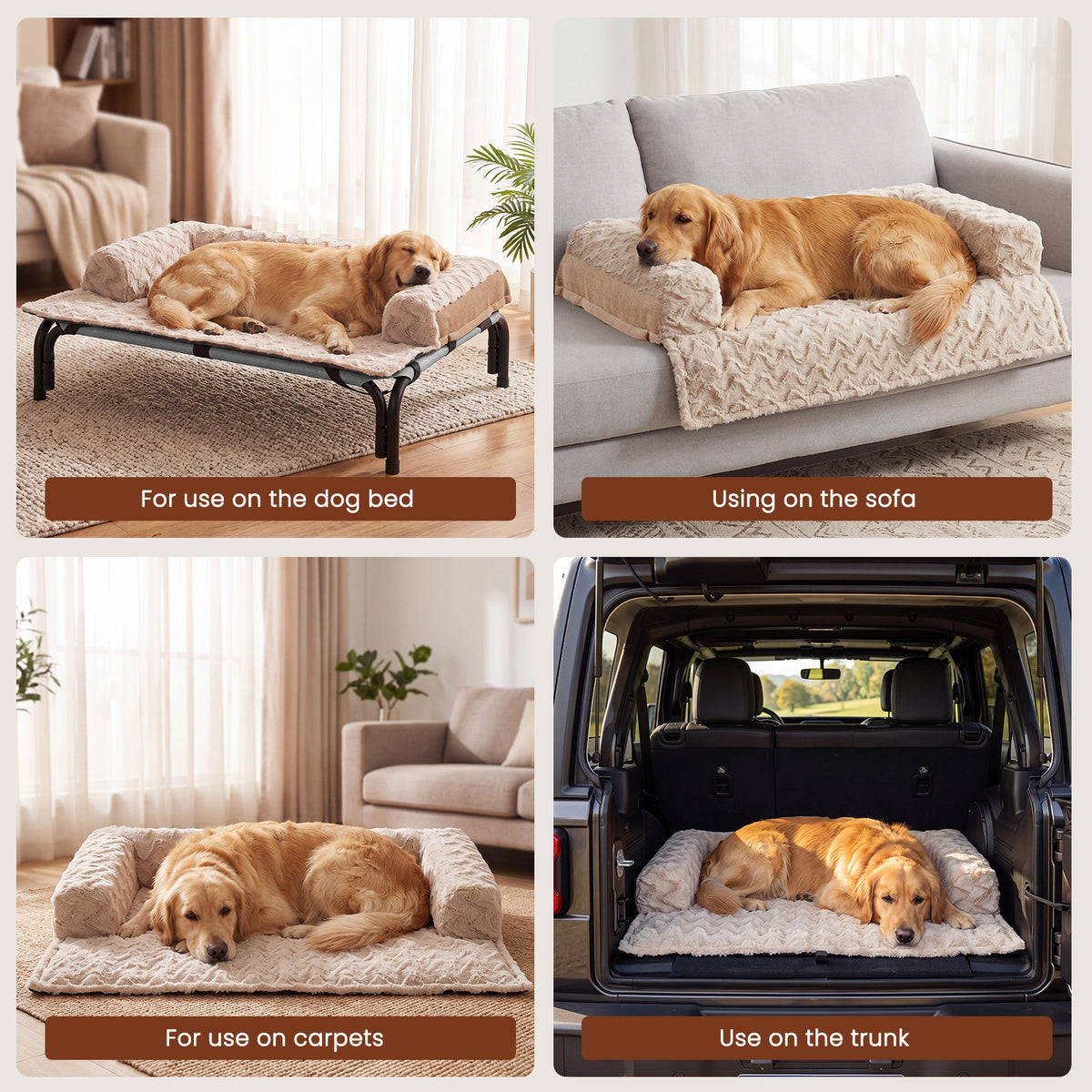 Plush Pet Mat for Dogs & Cats, Soft Cozy Dog Bed Mat for Elevated Dog Beds, Sofa, Floor & Car, Fluffy Pet Sleeping Pad for Home, Travel & Outdoor Use
