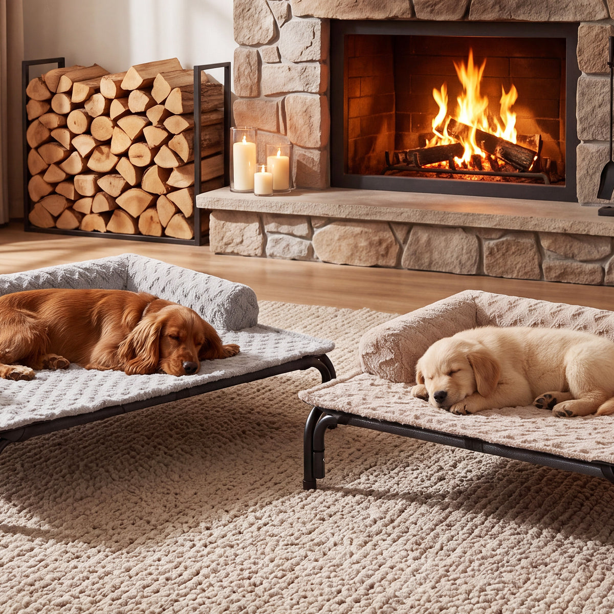 Plush Pet Mat for Dogs & Cats, Soft Cozy Dog Bed Mat for Elevated Dog Beds, Sofa, Floor & Car, Fluffy Pet Sleeping Pad for Home, Travel & Outdoor Use