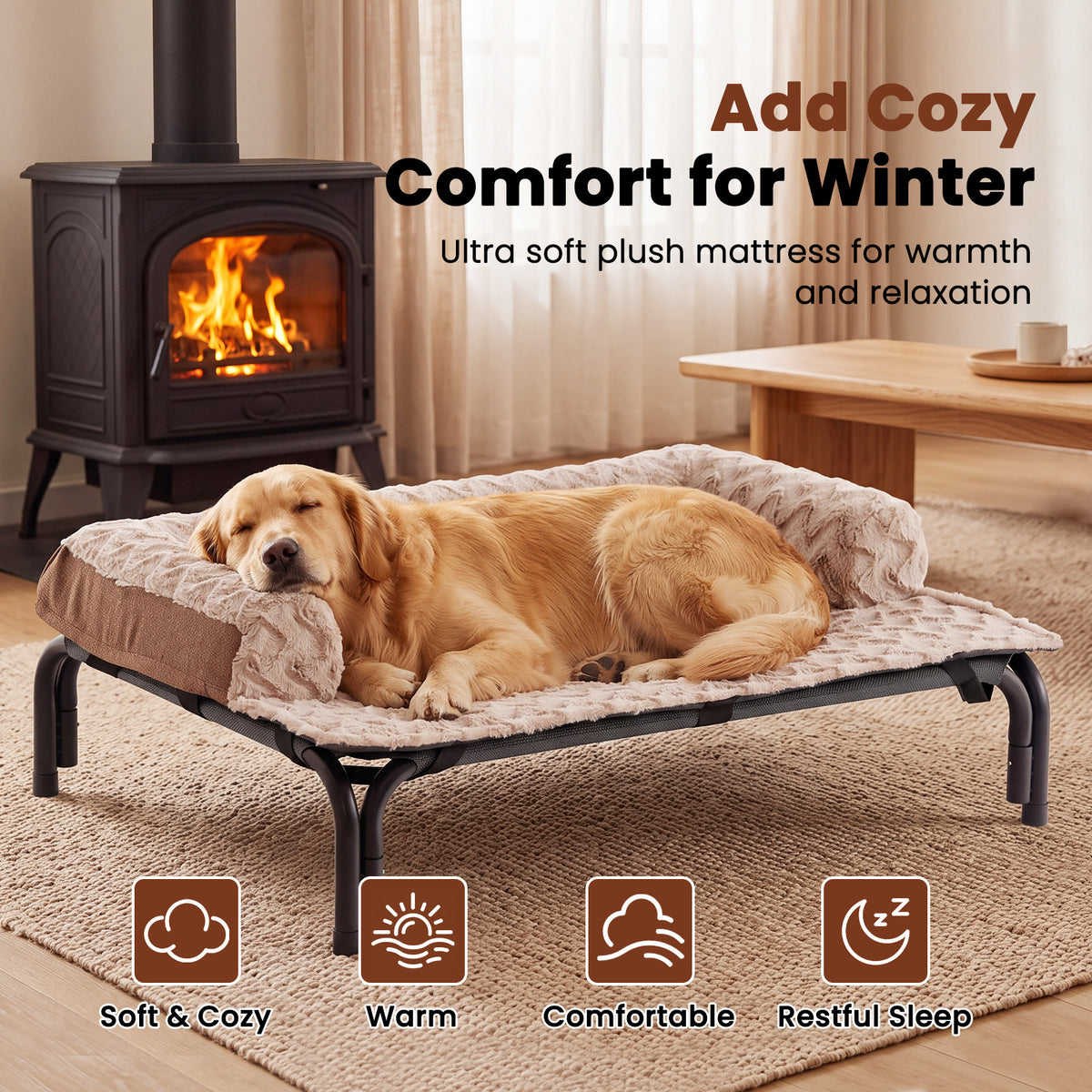 Plush Pet Mat for Dogs & Cats, Soft Cozy Dog Bed Mat for Elevated Dog Beds, Sofa, Floor & Car, Fluffy Pet Sleeping Pad for Home, Travel & Outdoor Use