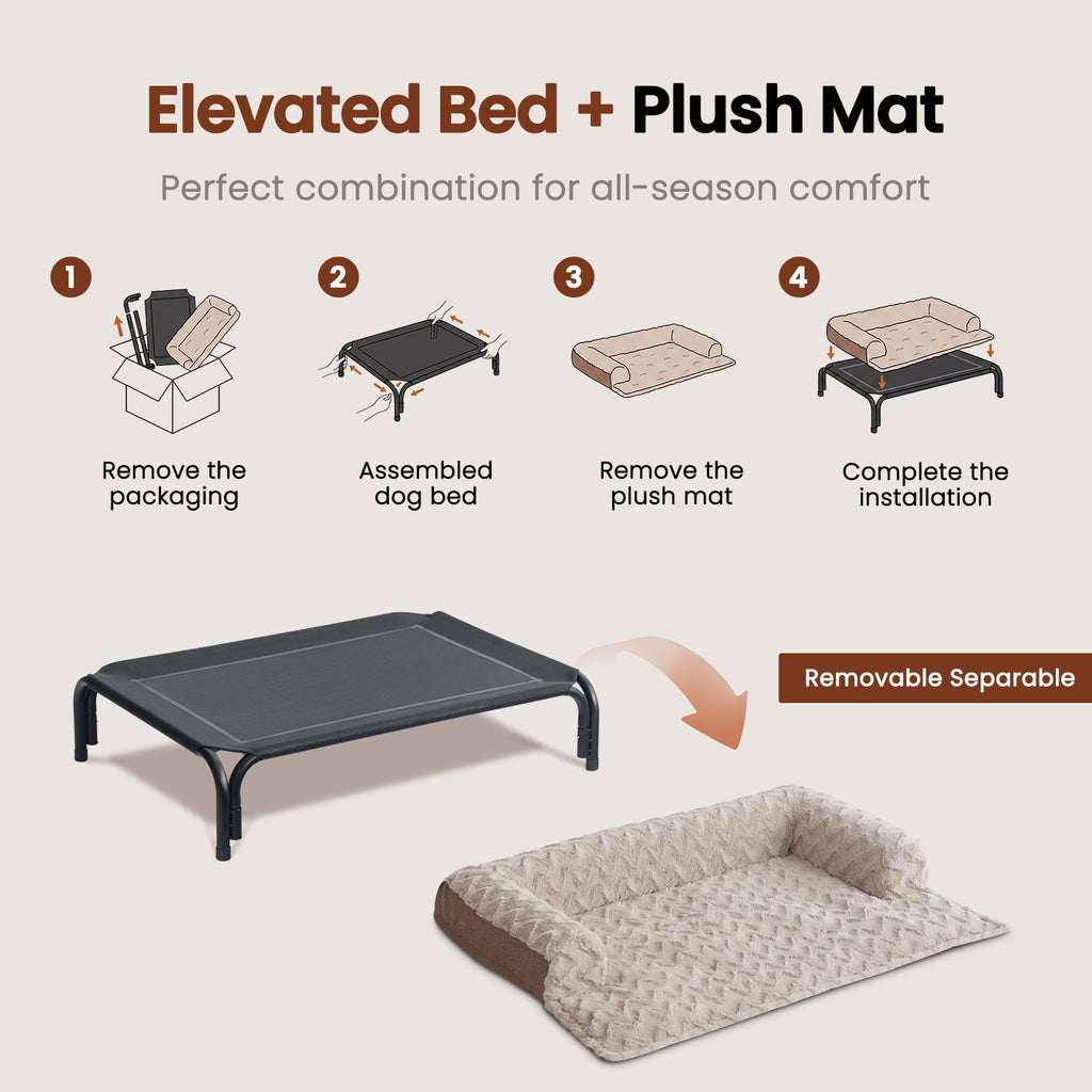 Plush Pet Mat for Dogs & Cats, Soft Cozy Dog Bed Mat for Elevated Dog Beds, Sofa, Floor & Car, Fluffy Pet Sleeping Pad for Home, Travel & Outdoor Use