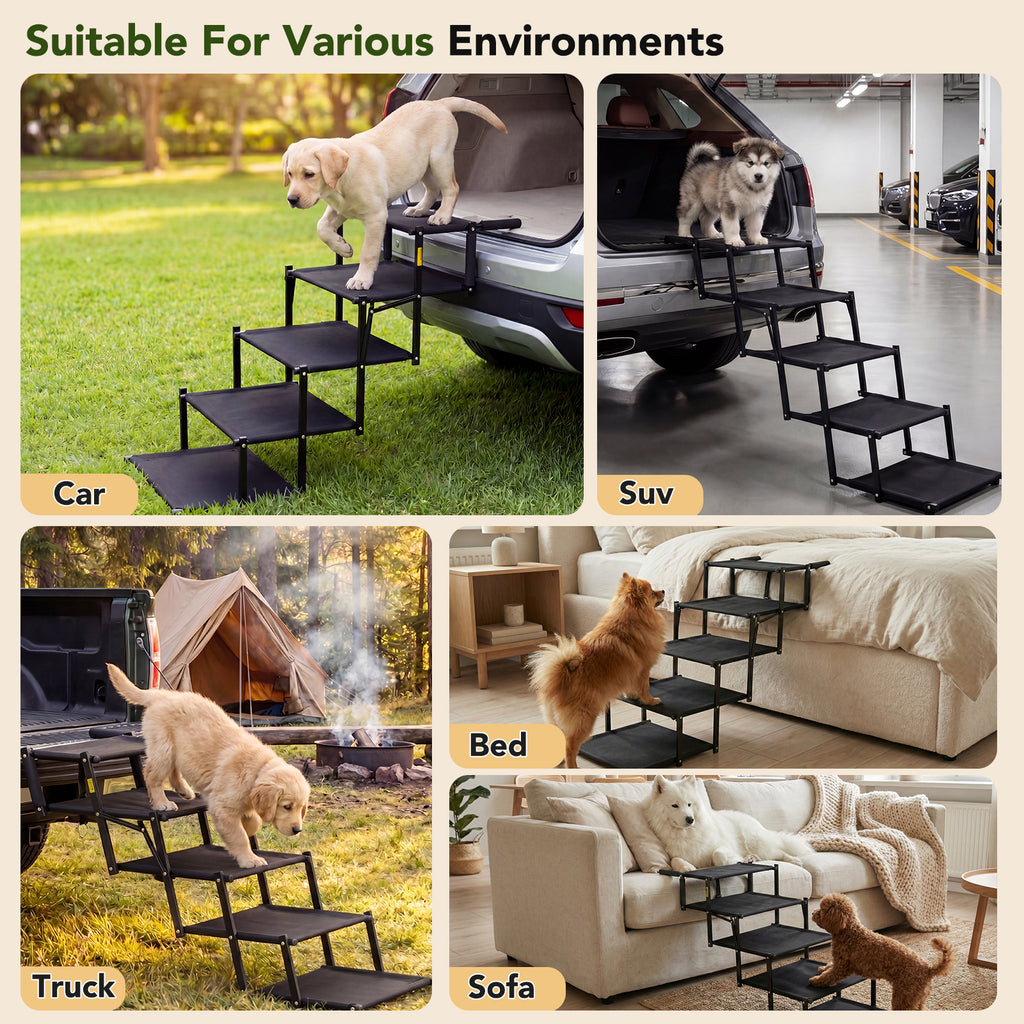 Dog Ramp for Car, Foldable Dog Stairs for Dogs