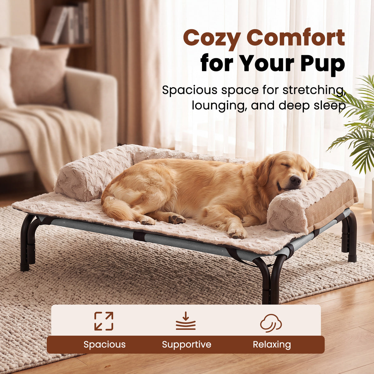 Plush Pet Mat for Dogs & Cats, Soft Cozy Dog Bed Mat for Elevated Dog Beds, Sofa, Floor & Car, Fluffy Pet Sleeping Pad for Home, Travel & Outdoor Use